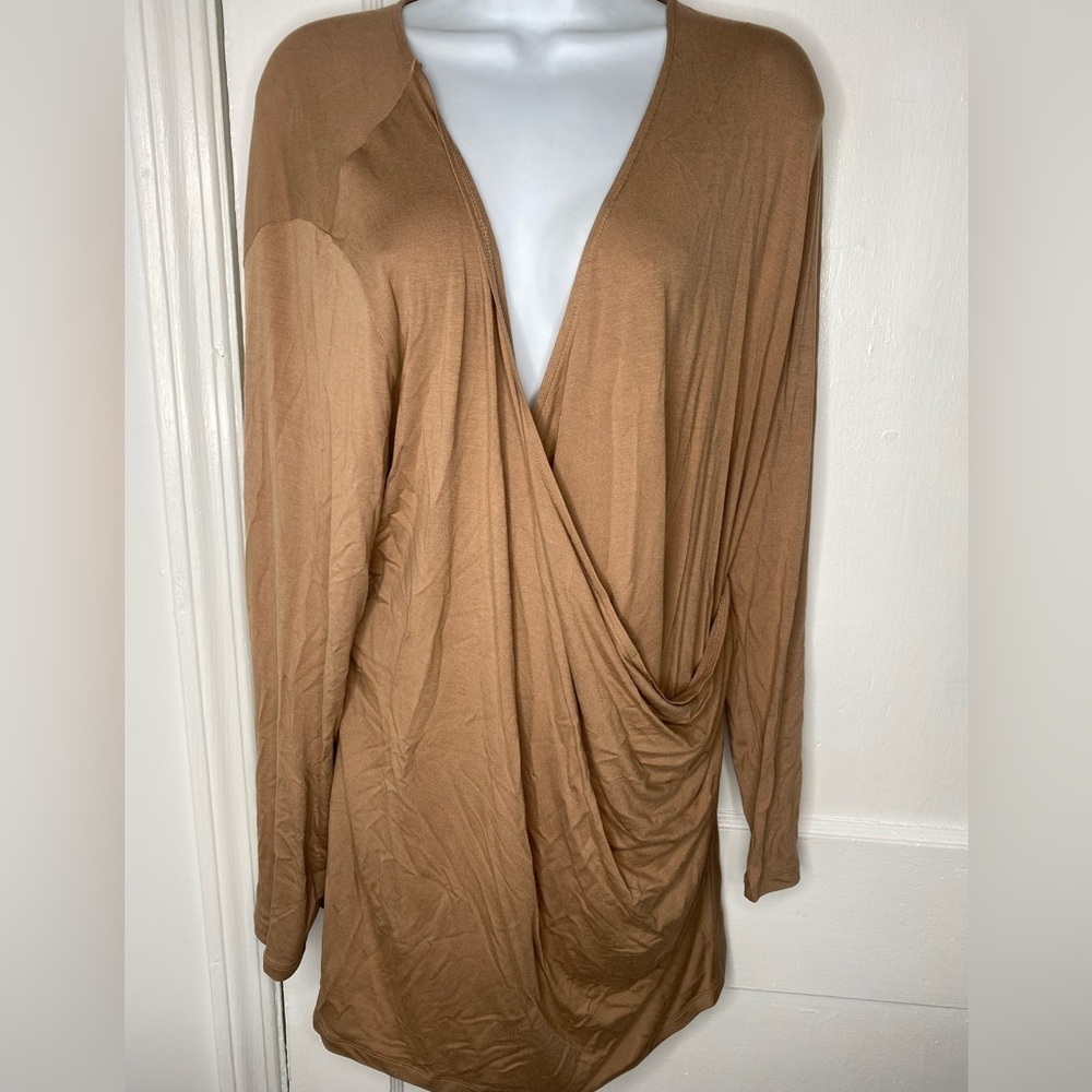 UNIVERSAL STANDARD NWT Nordstrom Brown Draped Long Sleeve Top